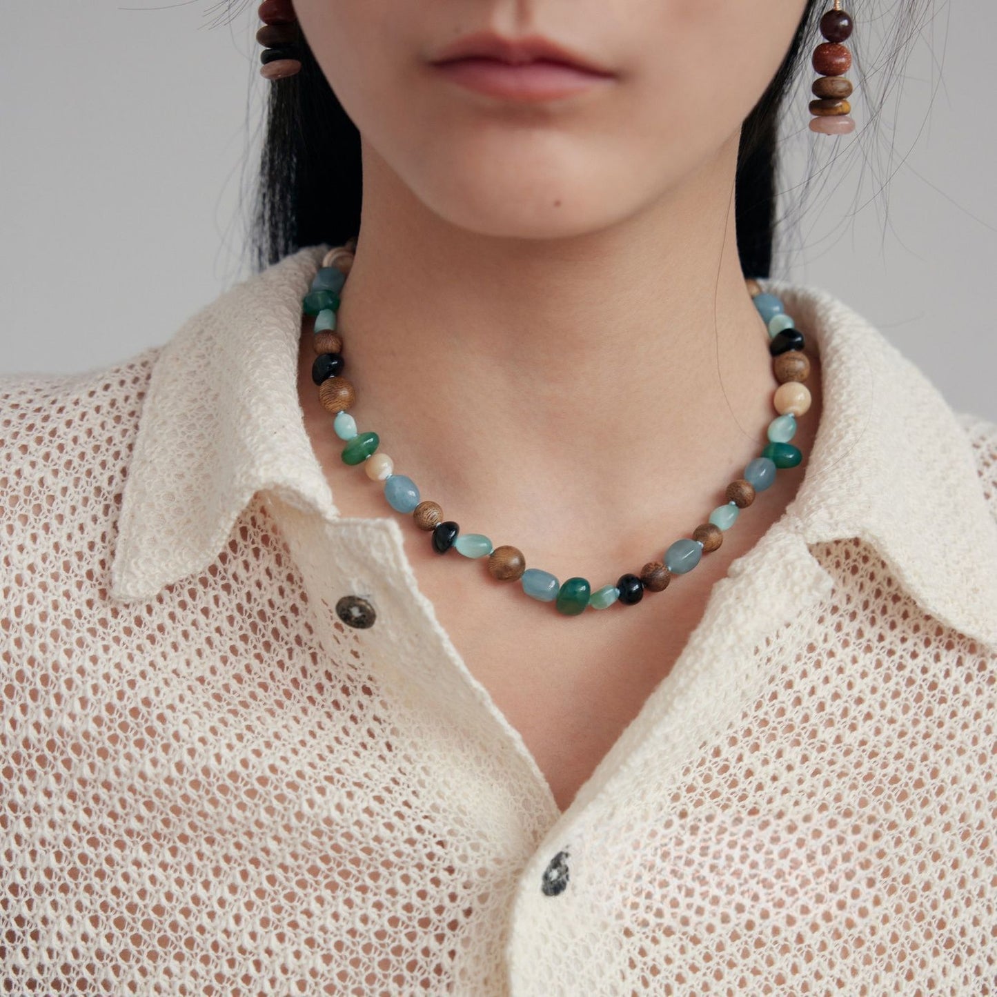 Natural Stone & Agar-wood Necklace