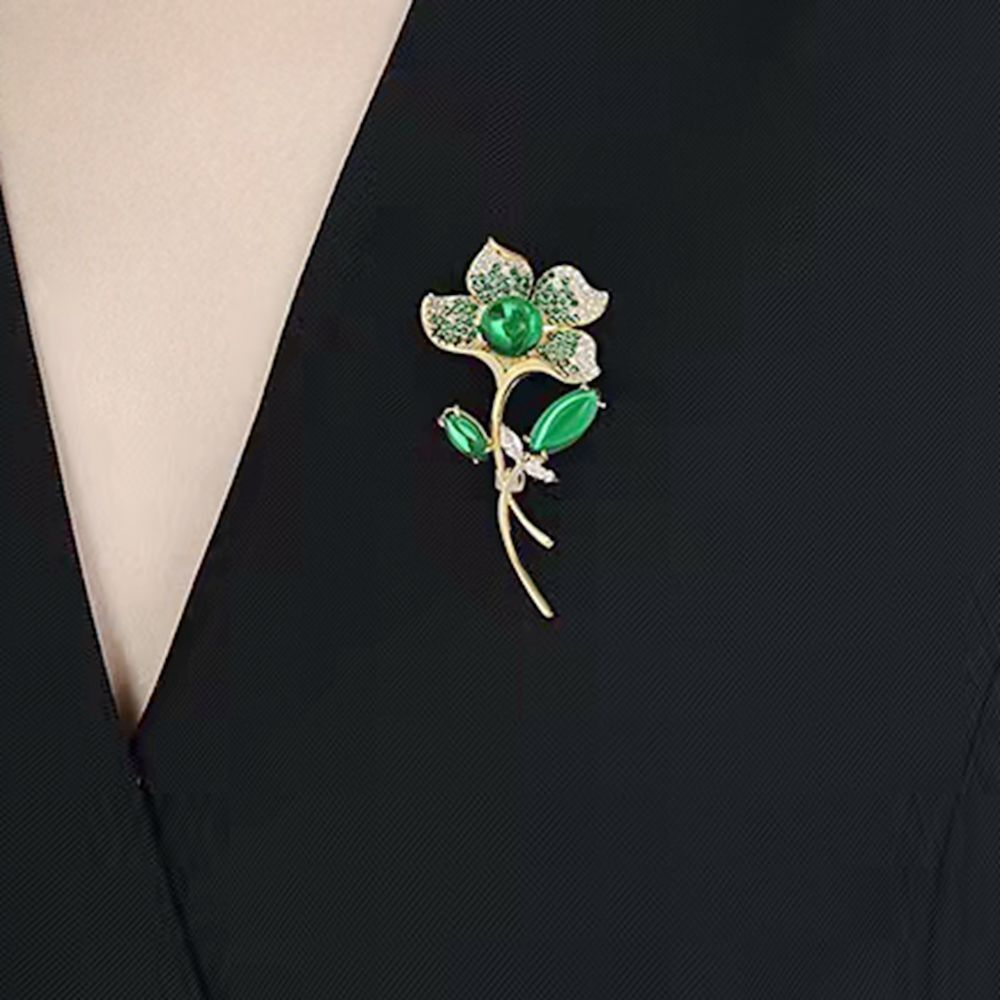 Gold-Plated Lotus Flower Corsage Brooch for Women