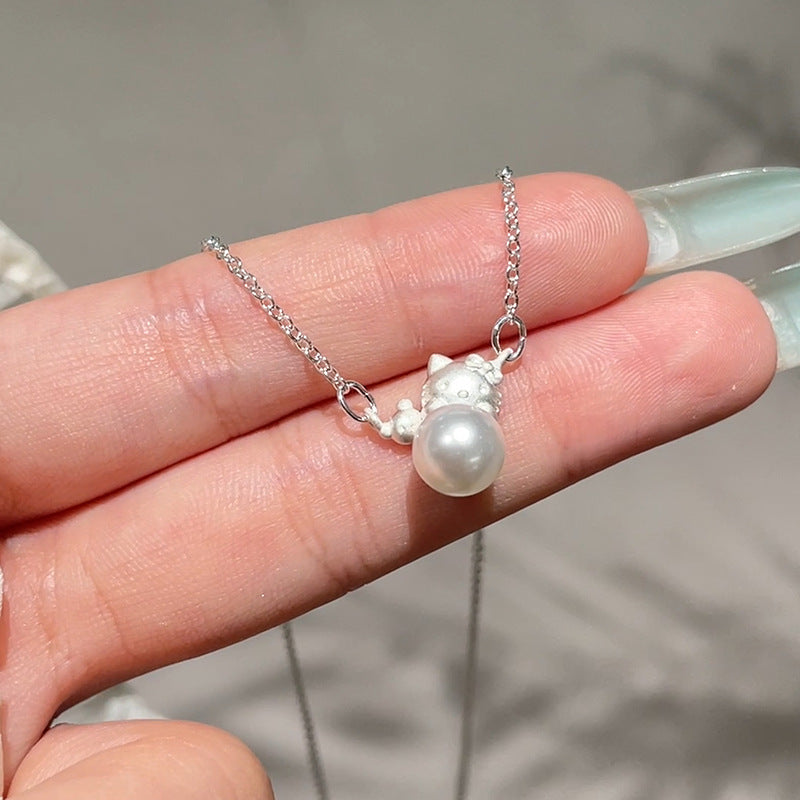 Cute Cat Pendant Cartoon Necklace – Playful & Charming Accessory