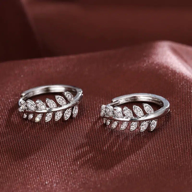 Creative Leaves Fine Zircon-Embedded Earrings
