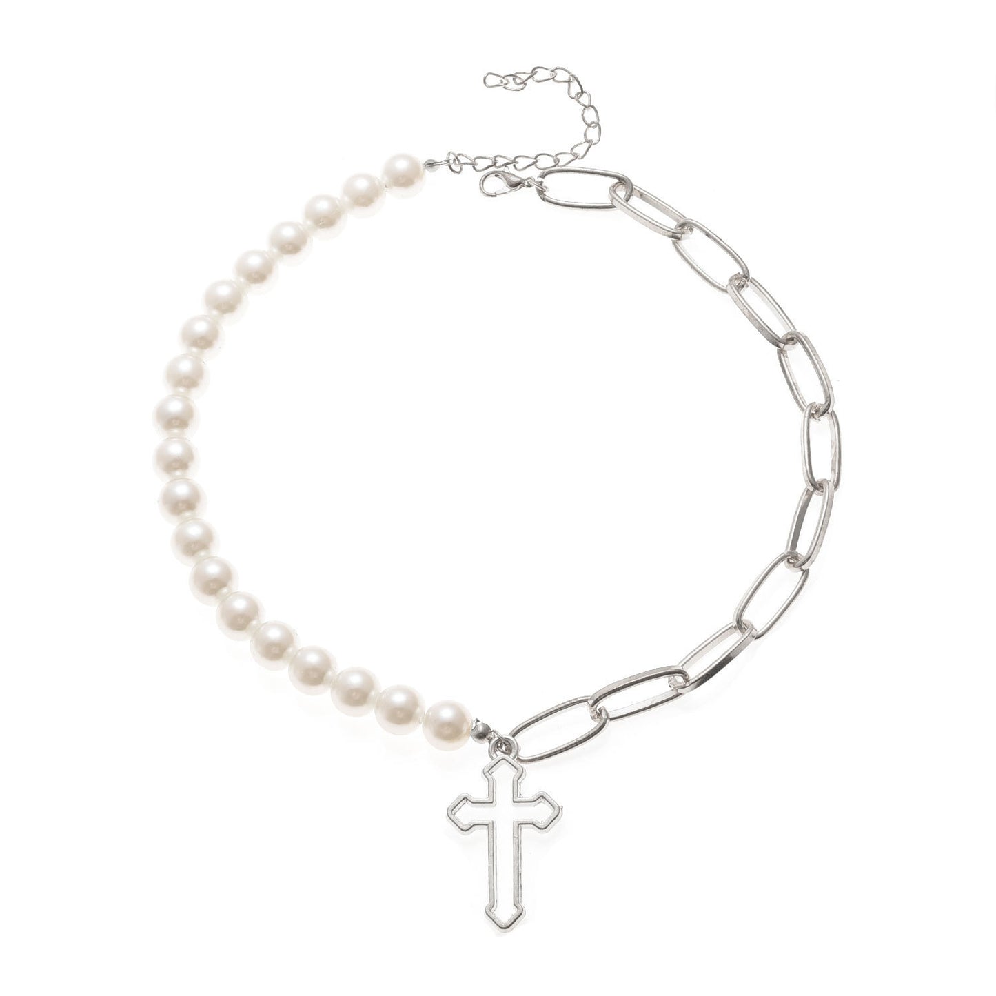 Pearl Cross Necklace – Elegant Fashion Jewelry with Pendant
