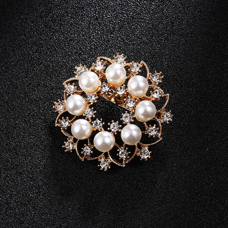 Crown Pearl Rhinestone Brooch – Classic Elegance with a Regal Touch