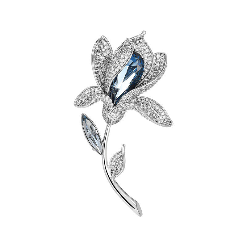 Crystal Tulip Brooch – Feminine Sparkle with Floral Grace