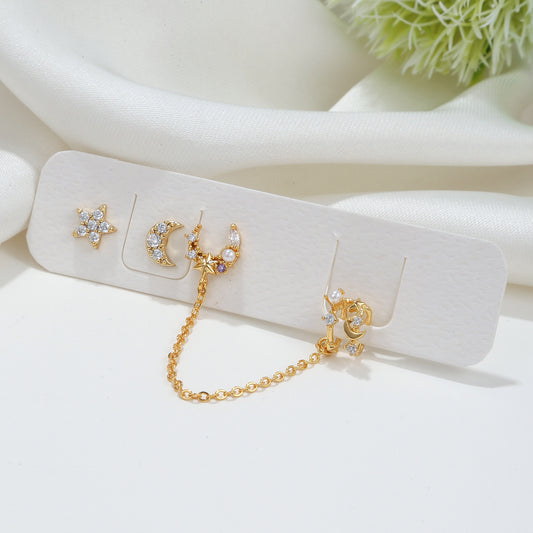 Earrings Set 925 Silver Needle Fashion