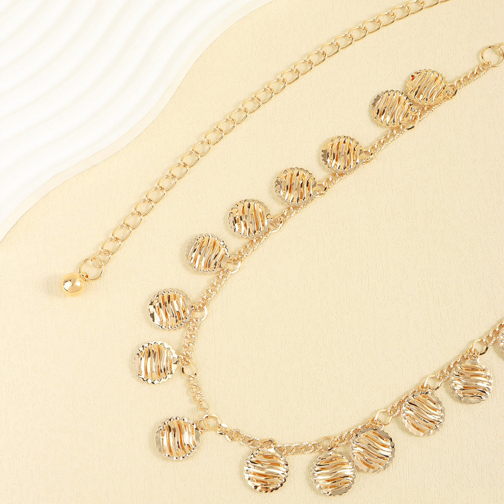 Gold Hollow Round Pendant Waist Chain – Simple & Stylish Body Jewelry for Women