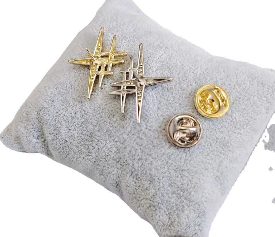 Retro Star Crystal Brooch – Elegant European-Style Collar Pin for Women