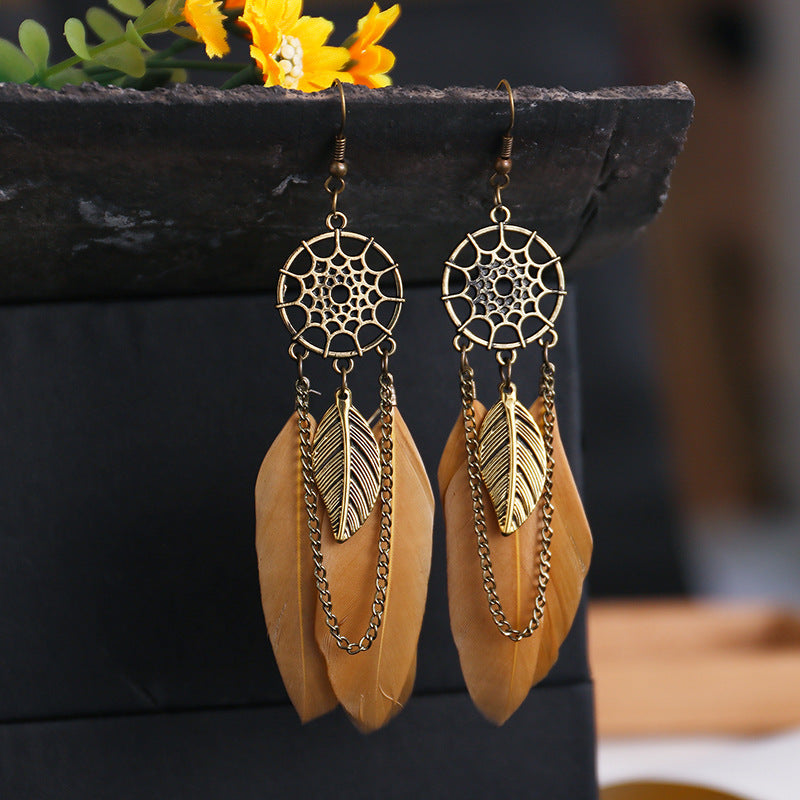 Creative Retro Dream catcher Feather Earrings – Boho Fashion Jewelry