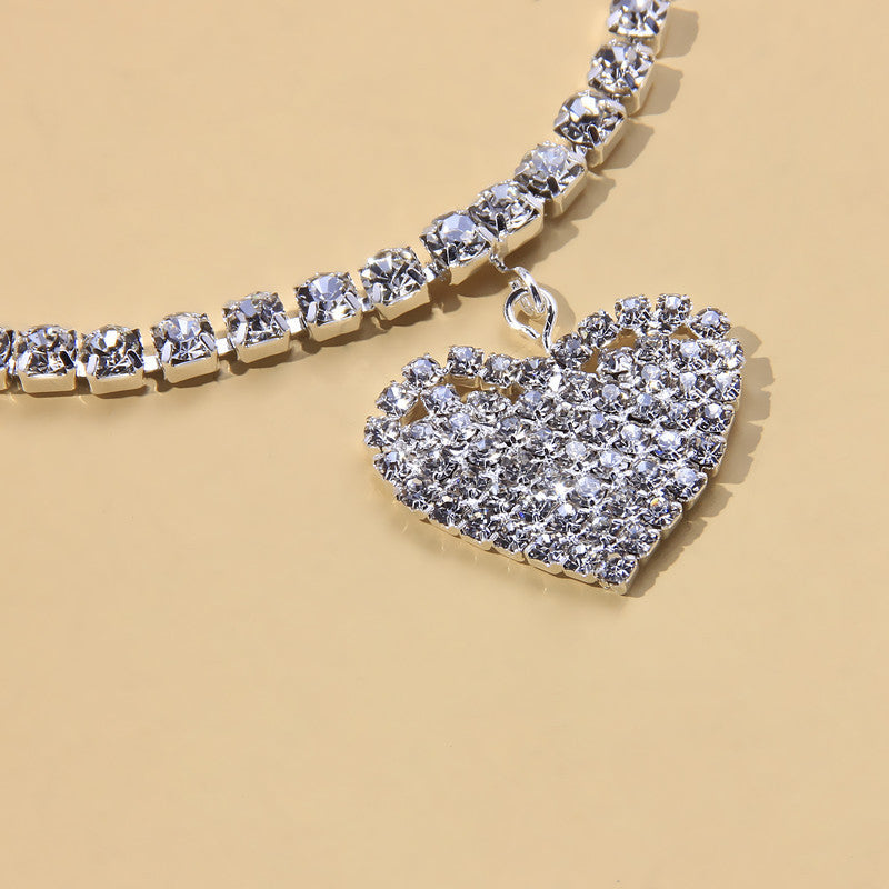 Heart-Shaped Rhinestone Anklet – Sparkling Love Design
