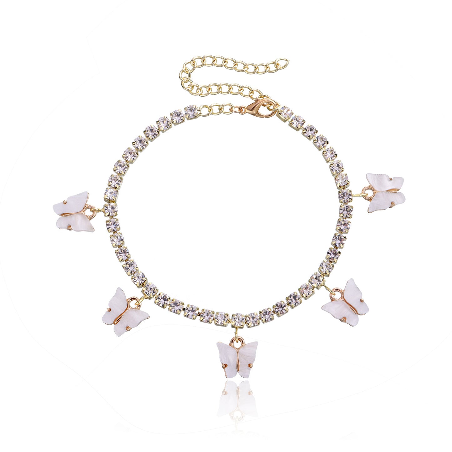 Heart-Shaped Rhinestone Anklet – Sparkling Love Design