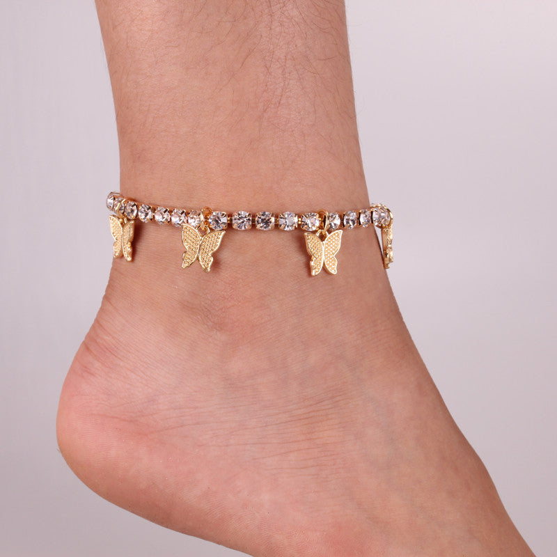 Heart-Shaped Rhinestone Anklet – Sparkling Love Design