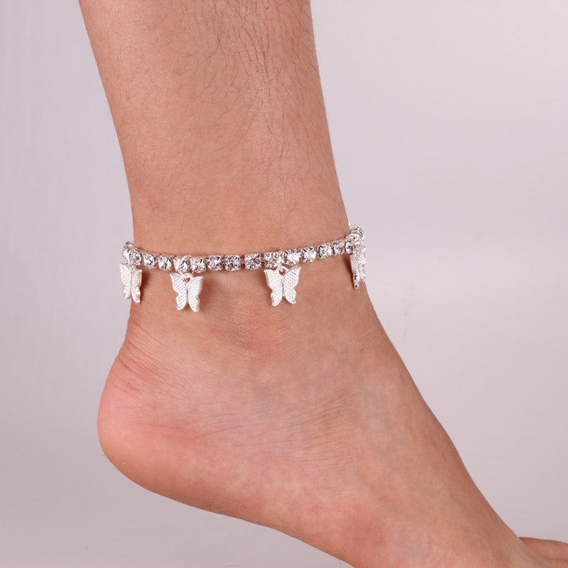 Heart-Shaped Rhinestone Anklet – Sparkling Love Design