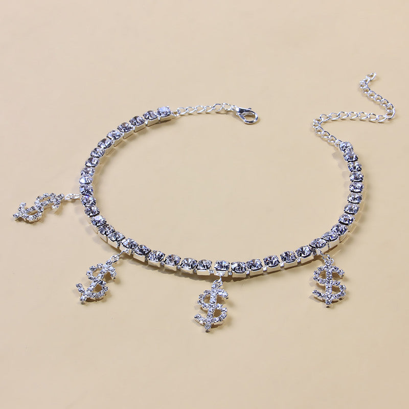 Heart-Shaped Rhinestone Anklet – Sparkling Love Design