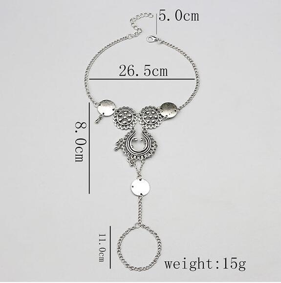 Boho Barefoot Flower Anklet – Hollow Teardrop Sandal Chain in Antique Silver