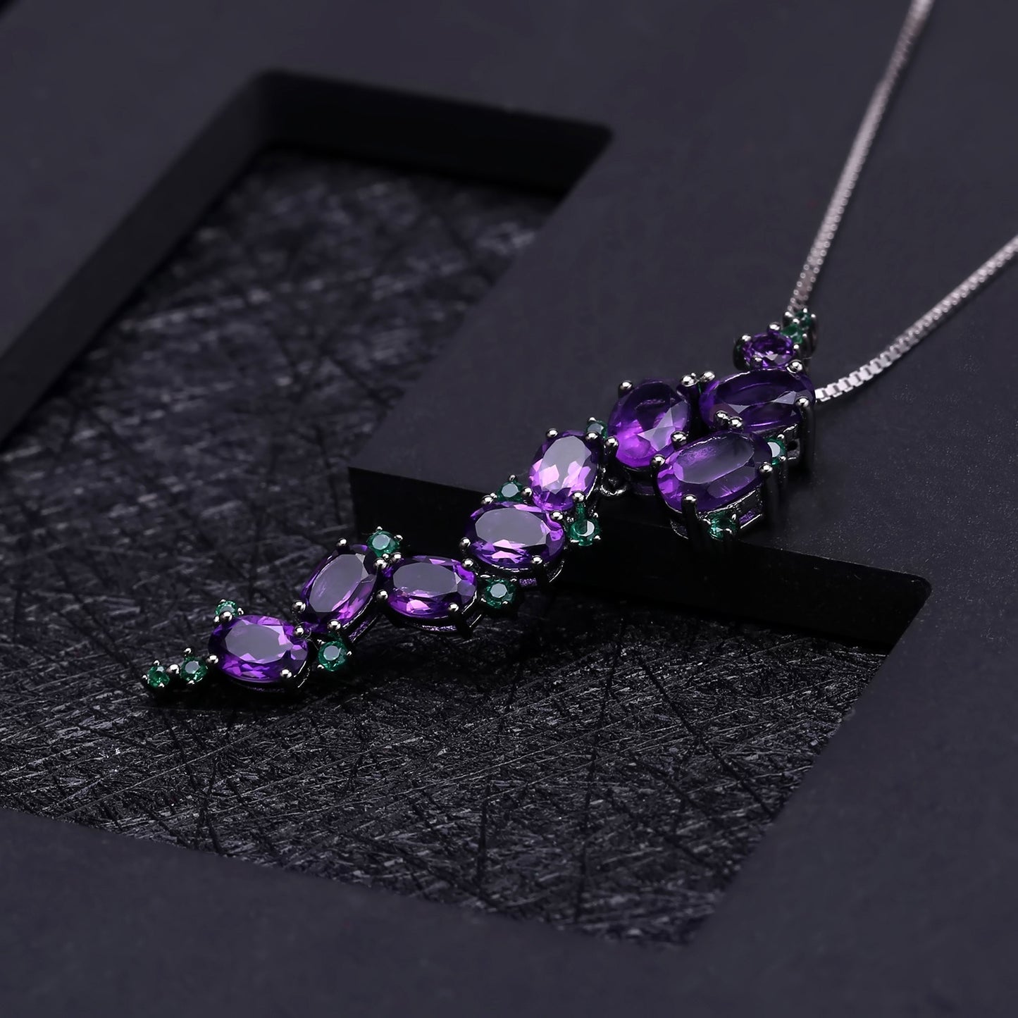 Handmade Exaggerated Jewelry Inlaid with Amethyst – Bold & Artistic Design