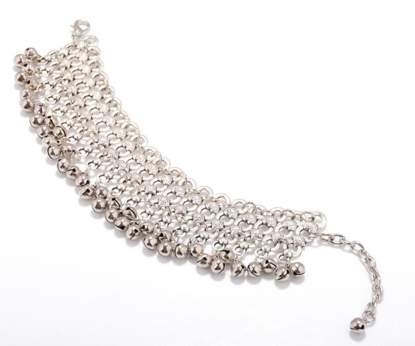 Boho Bell Fringe Anklet – Retro Folk Charm in Silver