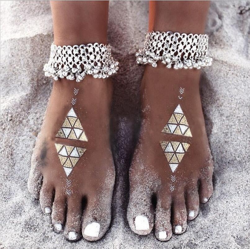 Boho Bell Fringe Anklet – Retro Folk Charm in Silver