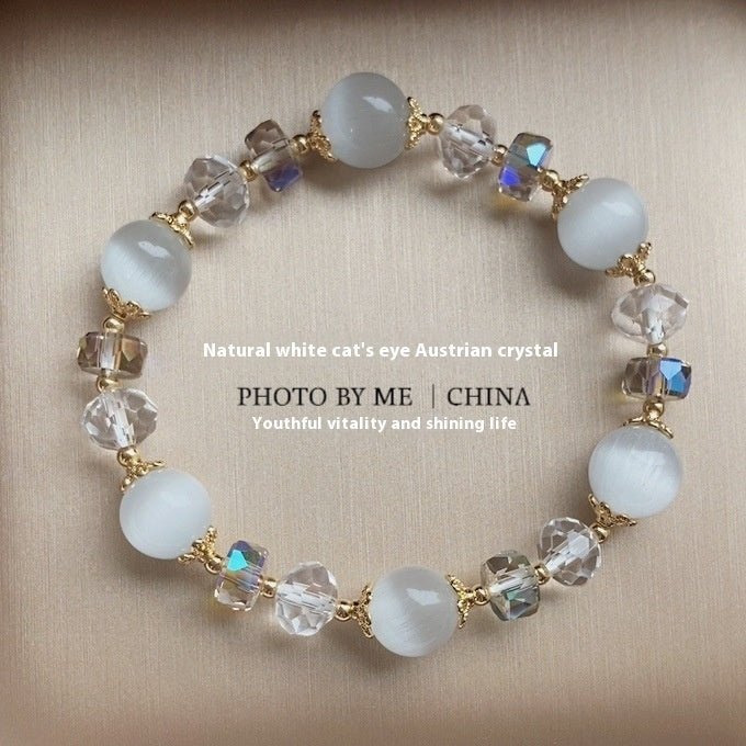 Natural White Opal Beaded Bracelet — 10mm Fashion Jewelry