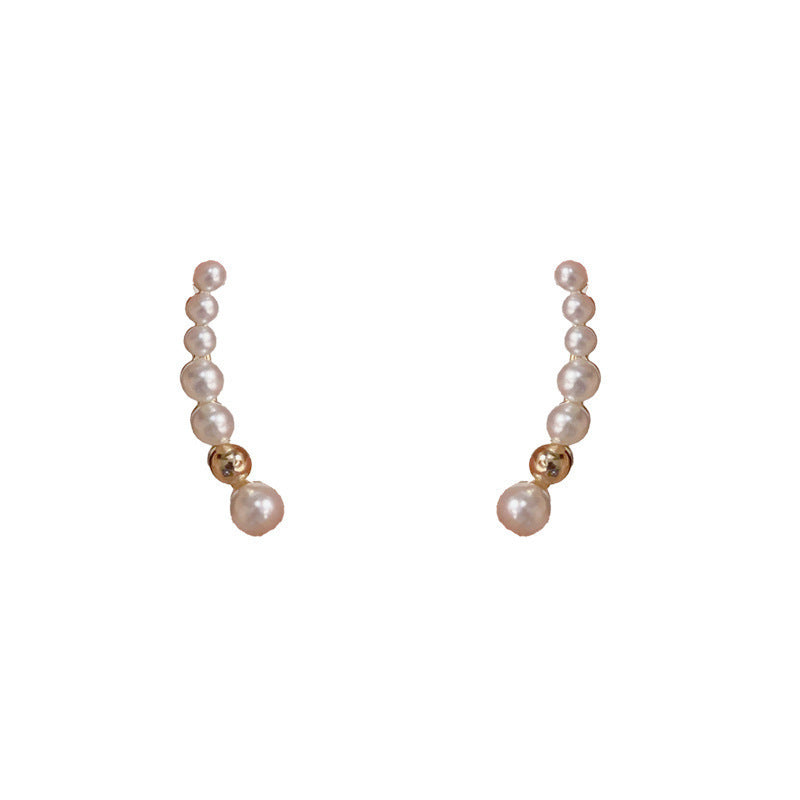 Women's Korean-Style Graceful Pearl Curved Stud Earrings