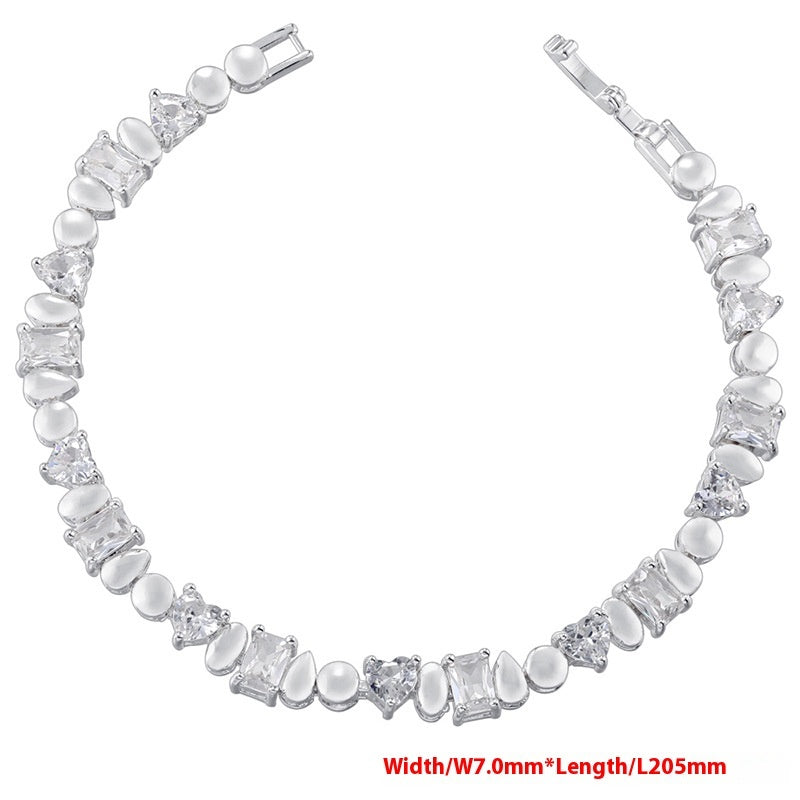 Heart-Shaped, Water Drop & Round Bracelet & Necklace Jewelry Set