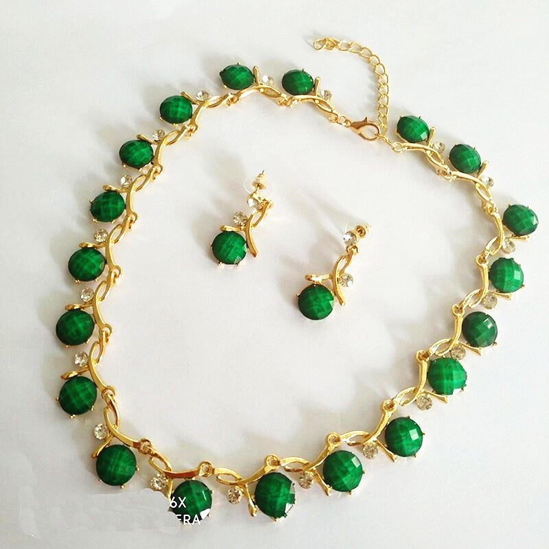 Multi-Color Floral Resin Jewelry Sets – Necklace & Earrings with Alloy and Crystal Accents