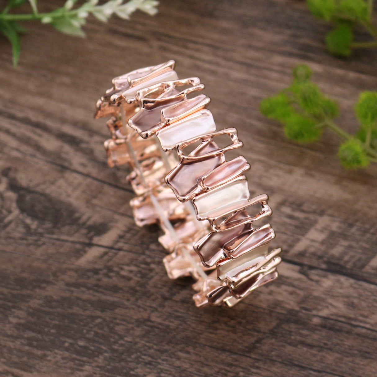 Colorful Irregular Oil Necklace & Alloy Stitch Bracelet for Women