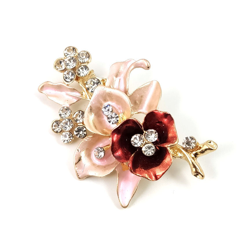 Handmade Diamond Flower Brooch – Oil Drip Corsage Pin for Women