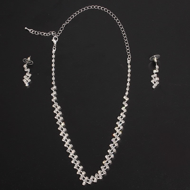 Bridal Rhinestone Wedding Necklace, and Earrings