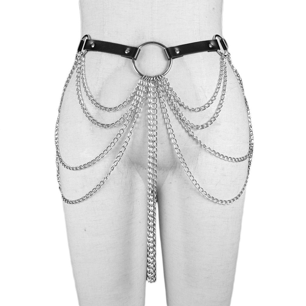 Punk Multi-layer Metal Tassel Waist Chain – Edgy Belt Style Body Jewelry