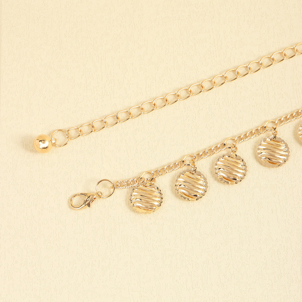 Gold Hollow Round Pendant Waist Chain – Simple & Stylish Body Jewelry for Women