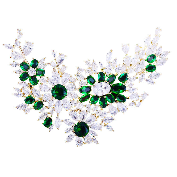 Minimalist Gold-Plated Gem Brooch – White or Green Zircon Accent