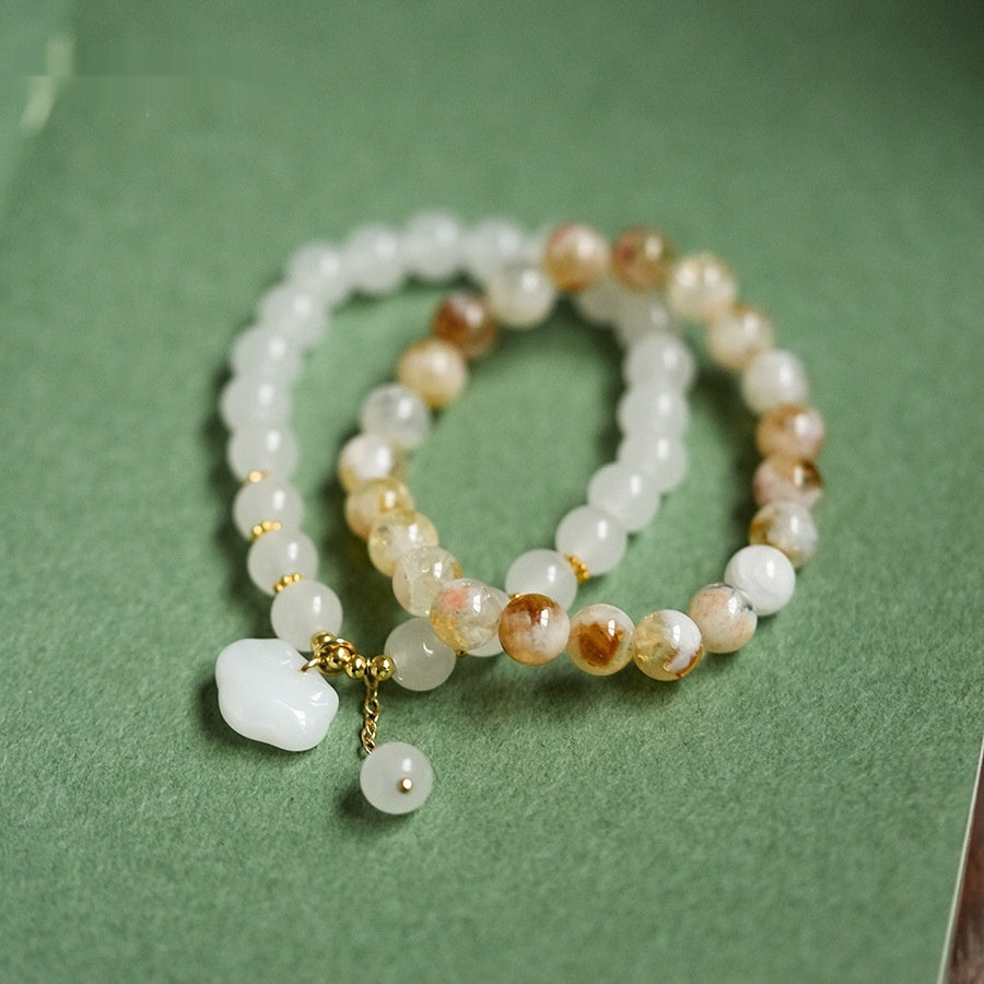 Natural Citrine Beaded Bracelet for Women