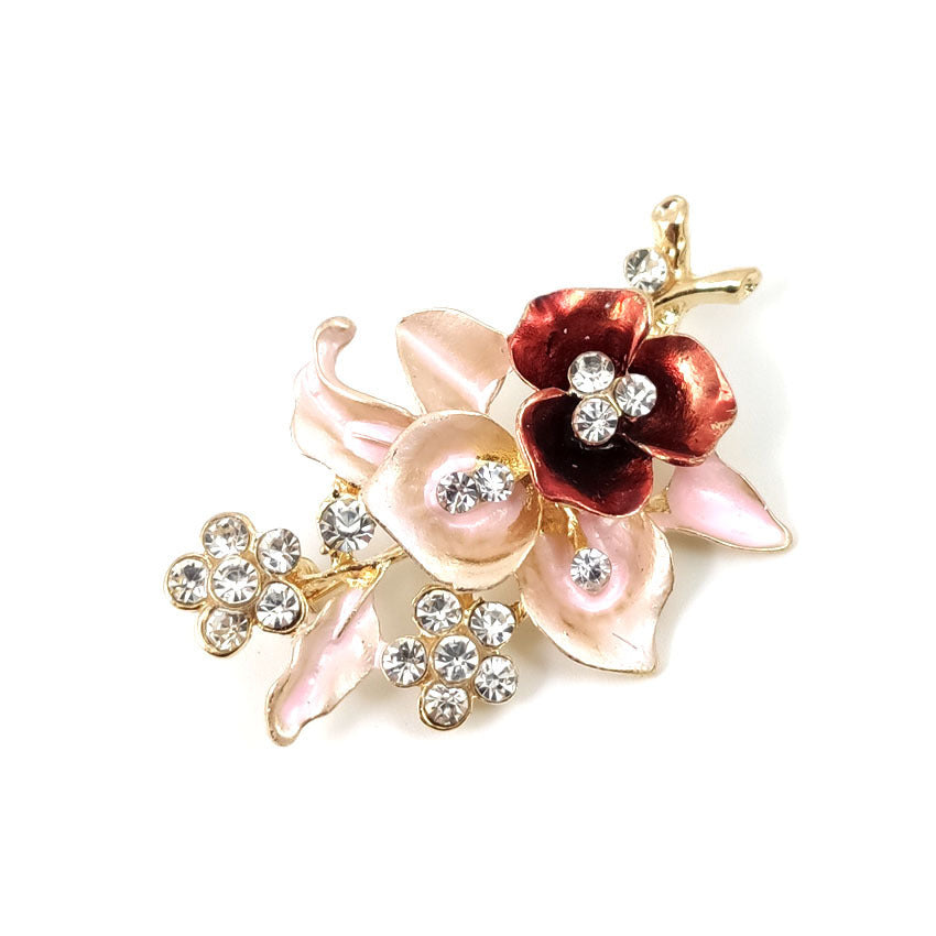 Handmade Diamond Flower Brooch – Oil Drip Corsage Pin for Women