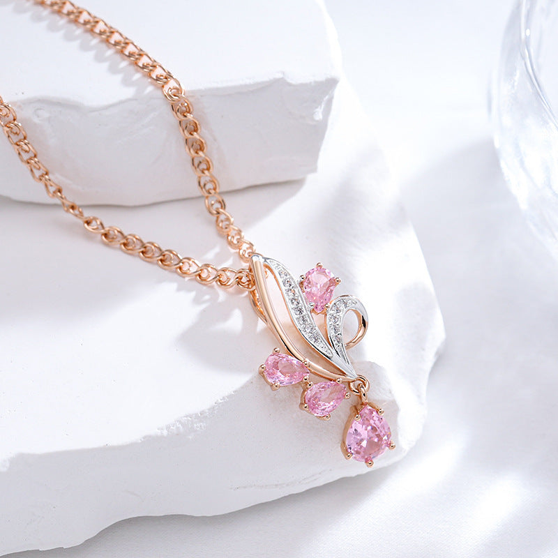 Pink Gold Long Clavicle Necklace — Light Luxury Design