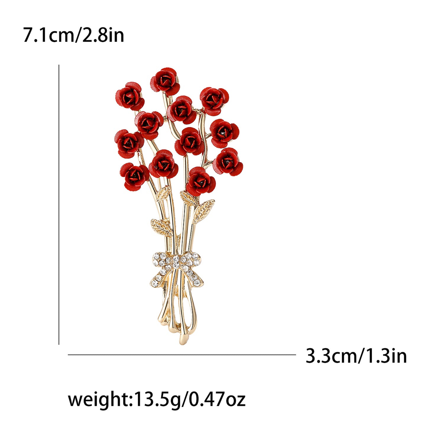 Enamel Rose Glaze Brooch – Elegant Floral Accent for Formal Looks
