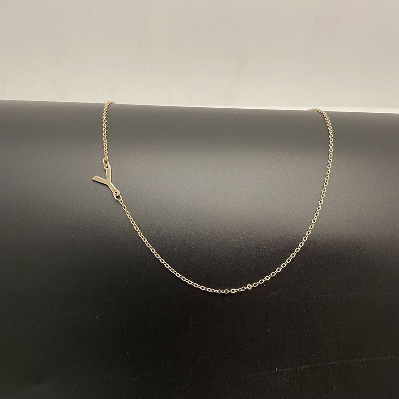 Dainty 14K Gold Plated Sideways Initial Necklace — Cute Name Choker