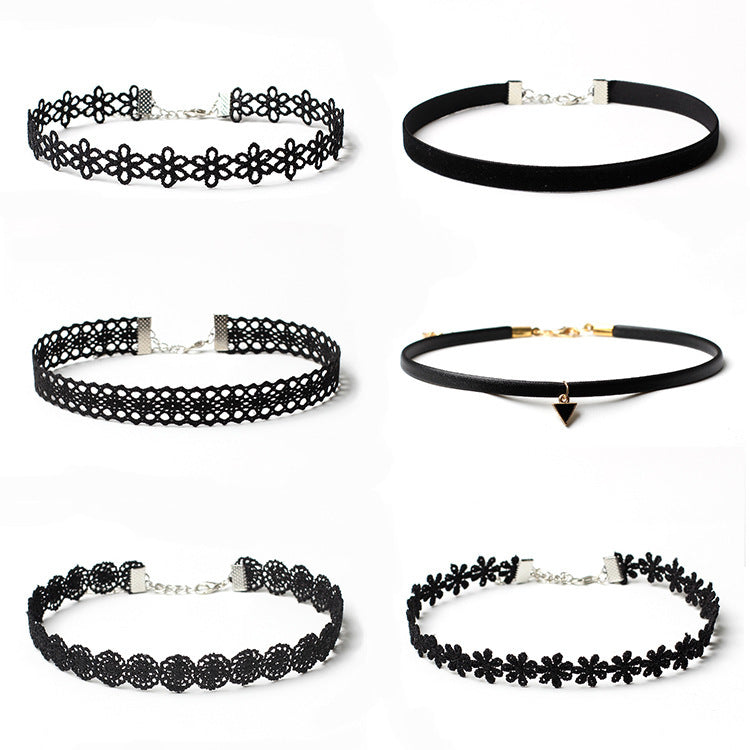 Black Velvet Gothic Choker Necklace Set for Women