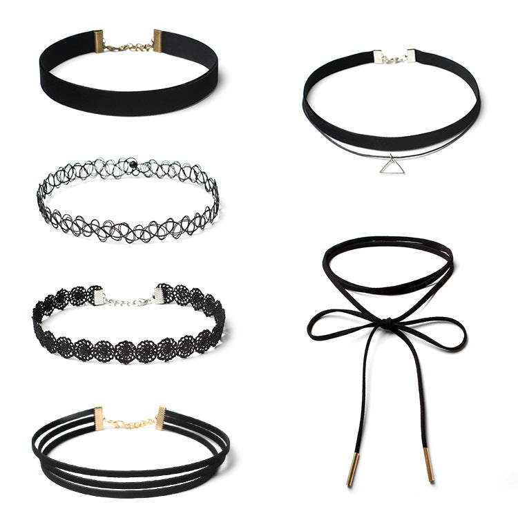 Black Velvet Gothic Choker Necklace Set for Women