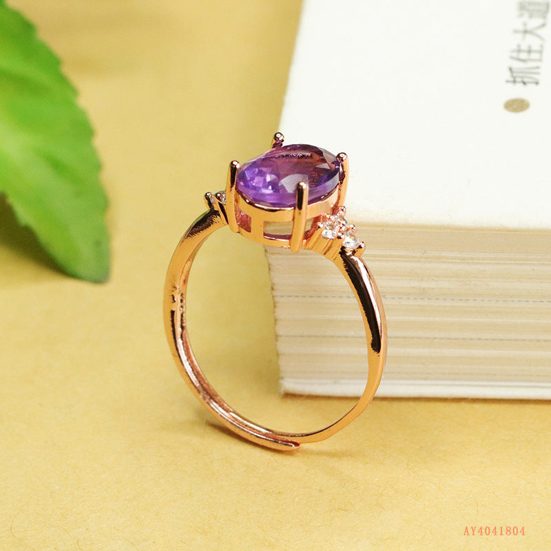 Natural Amethyst Gemstone Ring for Women – Elegant Fashion Jewelry