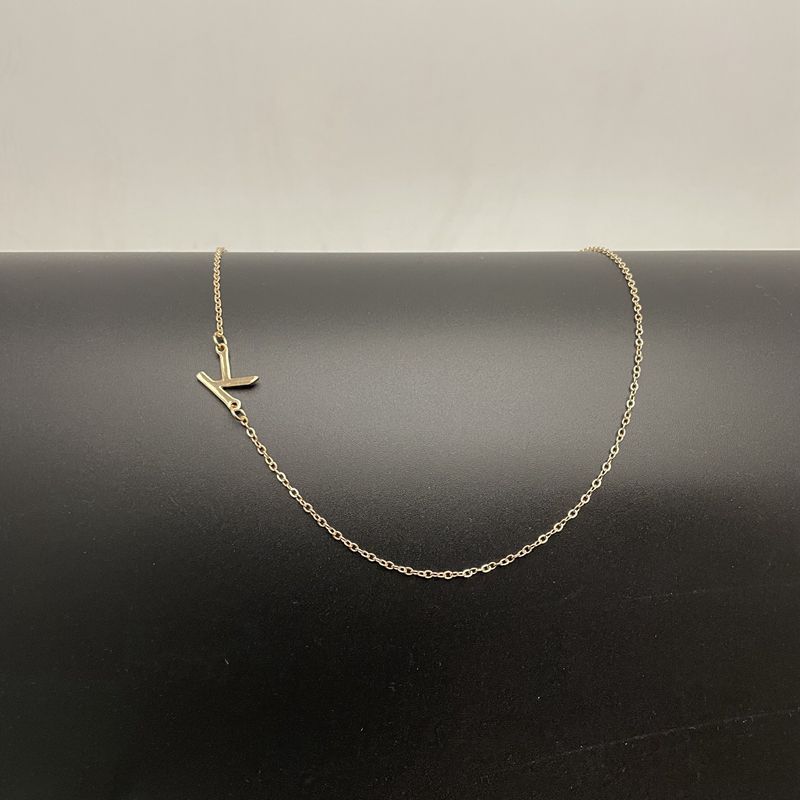 Dainty 14K Gold Plated Sideways Initial Necklace — Cute Name Choker