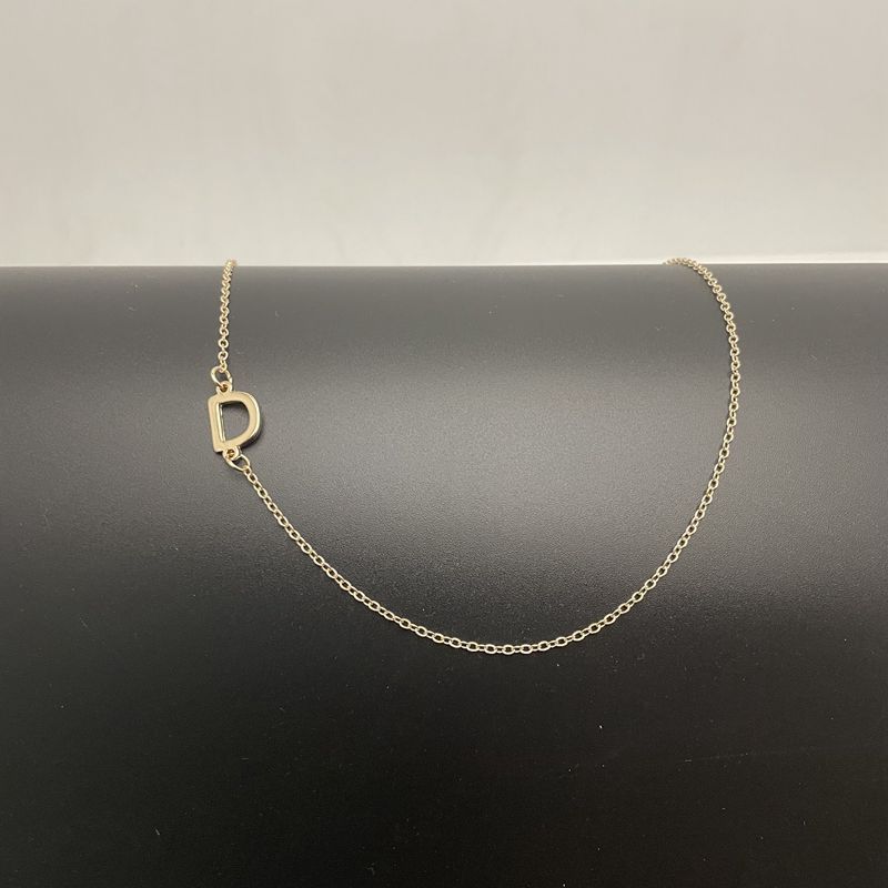 Dainty 14K Gold Plated Sideways Initial Necklace — Cute Name Choker
