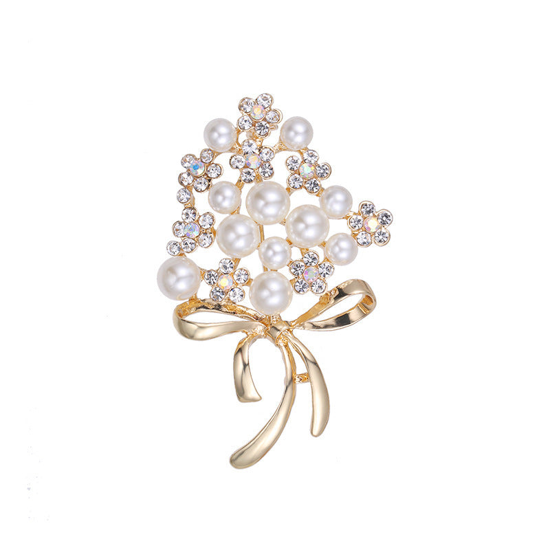Crown Pearl Rhinestone Brooch – Classic Elegance with a Regal Touch