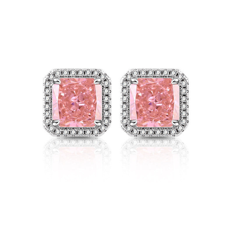 Geometric Square Carbon Drill Stud Earrings