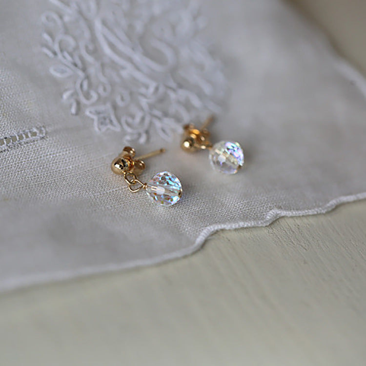 S925 Sterling Silver Gold-Plated Simple Ball Stud Earrings