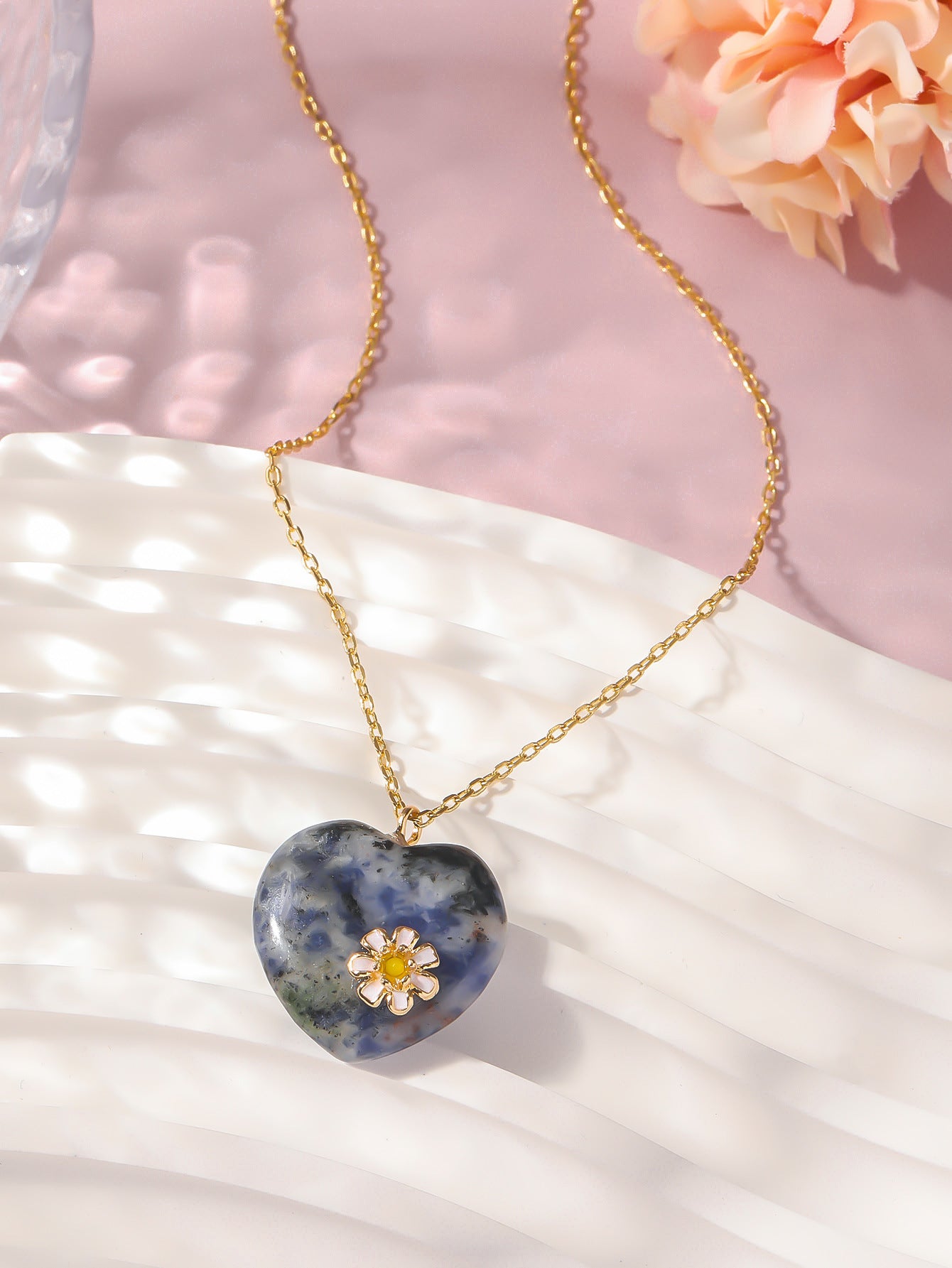 Love Peach Enamel Pendant Necklace