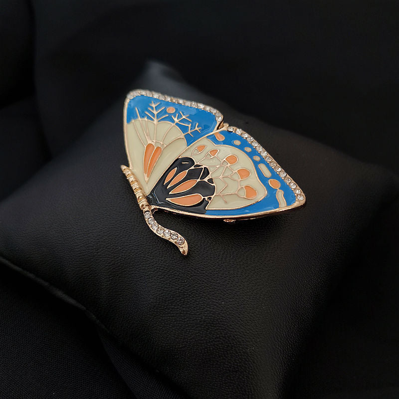 Vintage Drip-Glazed Enamel Butterfly Brooch – Retro Unisex Pin