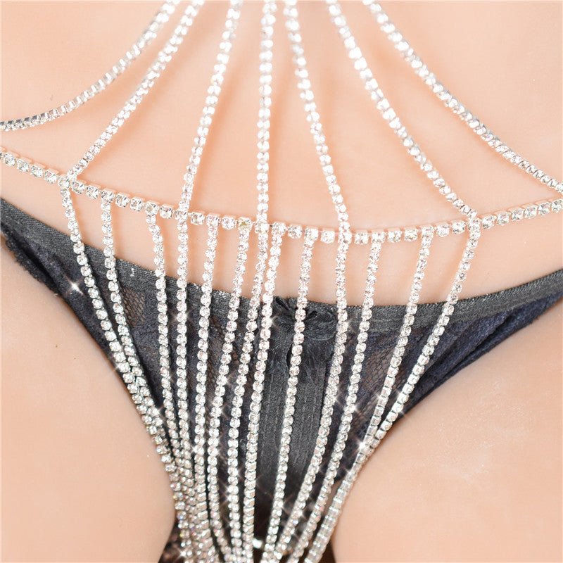 Rhinestone Claw Tassel Body Chain – Elegant Women's Lingerie Accessory