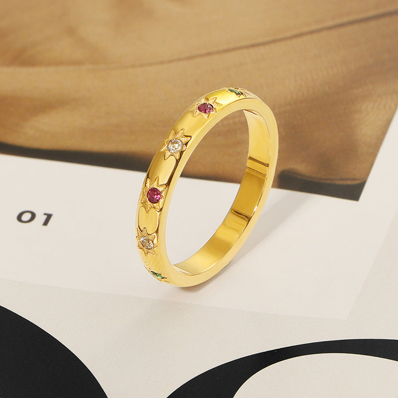 Light Luxury Colorful Crystal XINGX Ring – Unique Minority Style Jewelry