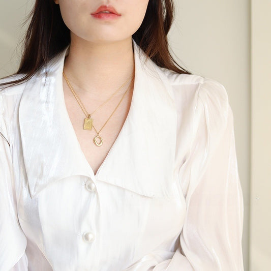 Circular Hollow Geometric Irregular Necklace