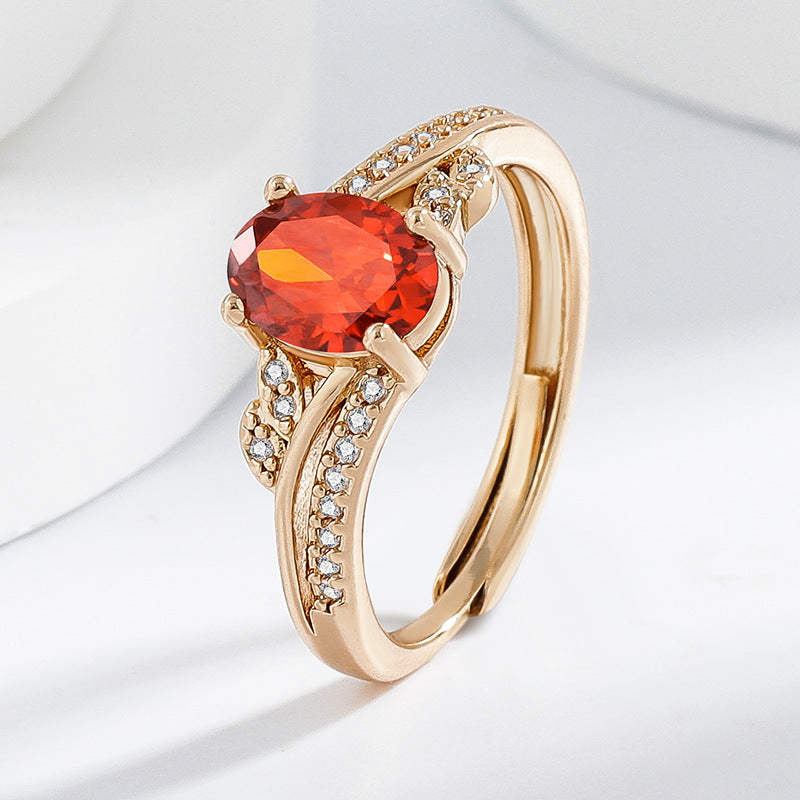 Garnet Oval Multi-Colored Gemstone Ring for Women