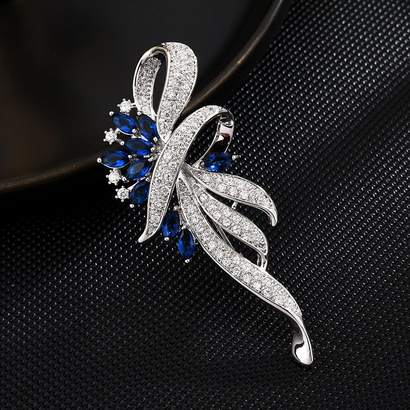 High-Grade Floral Pin Brooch – Rose Gold or Platinum Inlay Design